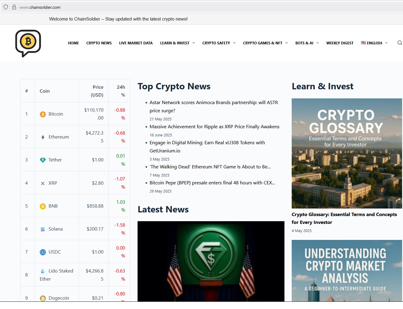ChainSoldier.com (11-language website with automated content pipeline)